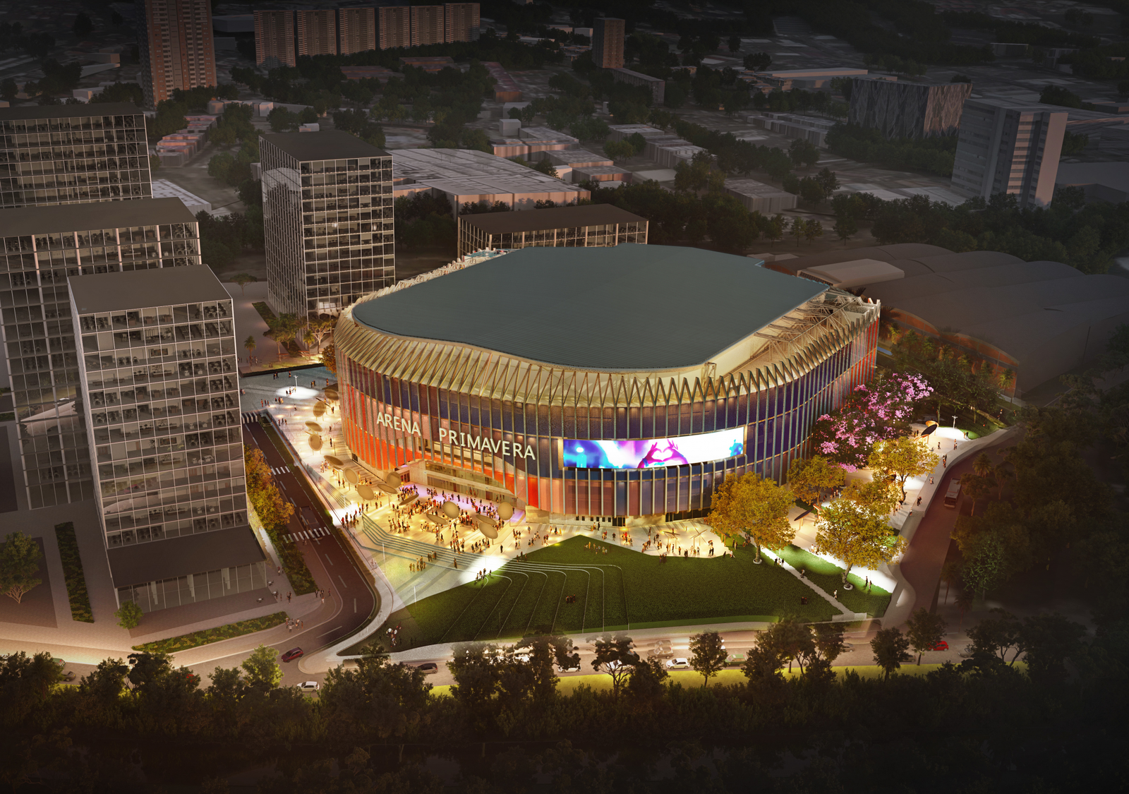 Render aéreo de noche